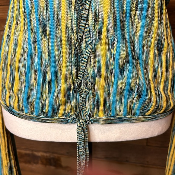 Laundry by Shelli Segal Striped V-Neck Women's Top tie front - Picture 4 of 7